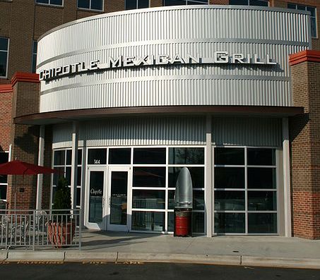 The exterior of a Chipotle in Durham, North Carolina