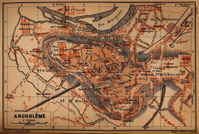 Map of Angoulême in 1914.