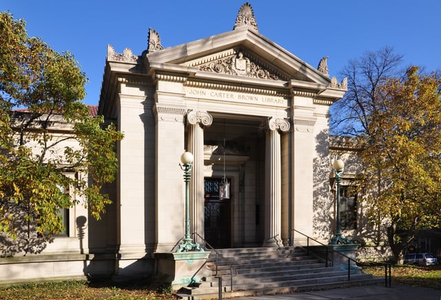 The John Carter Brown Library on the College Green, built 1898-1904, designed by Shepley, Rutan and Coolidge in the Beaux-Arts style, is one of the world's leading repositories of ancient books and maps relating to the exploration and natural history of the Americas