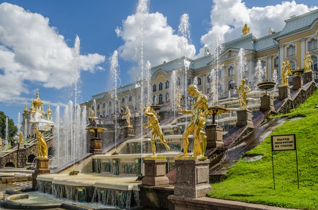 Grand Cascade in Peterhof, a popular tourist destination in Saint Petersburg