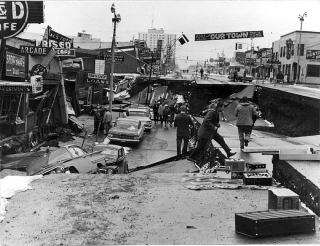 Fourth Avenue after the Good Friday or Great Alaskan earthquake on March 27, 1964.