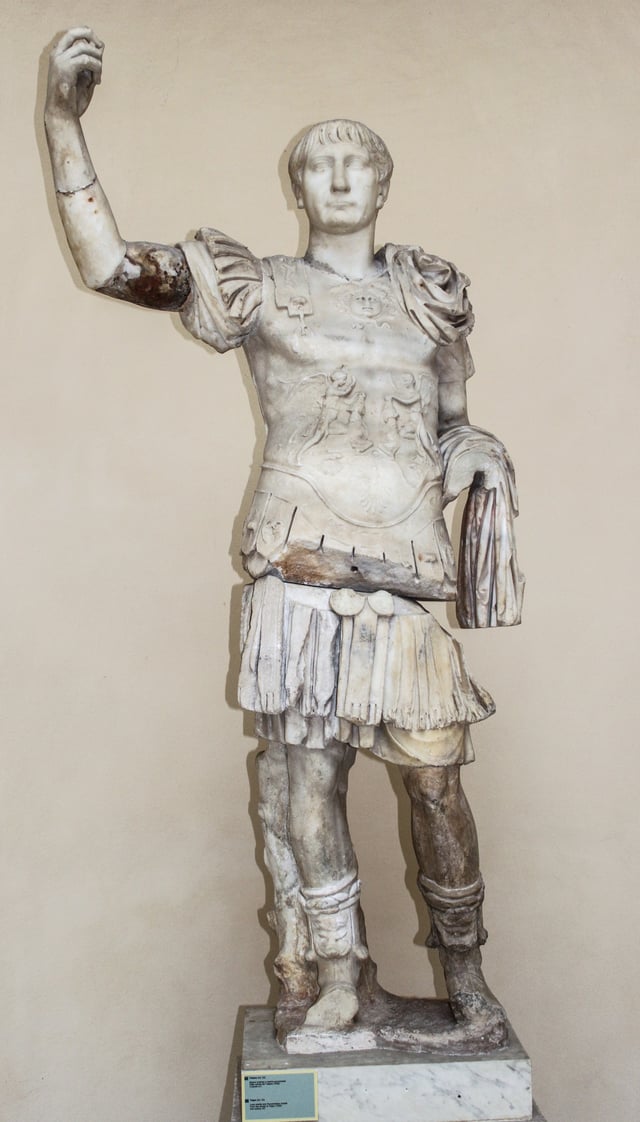 Statue of Trajan, Luna marble and Proconessian marble, 2nd century AD, from Ostia Antica