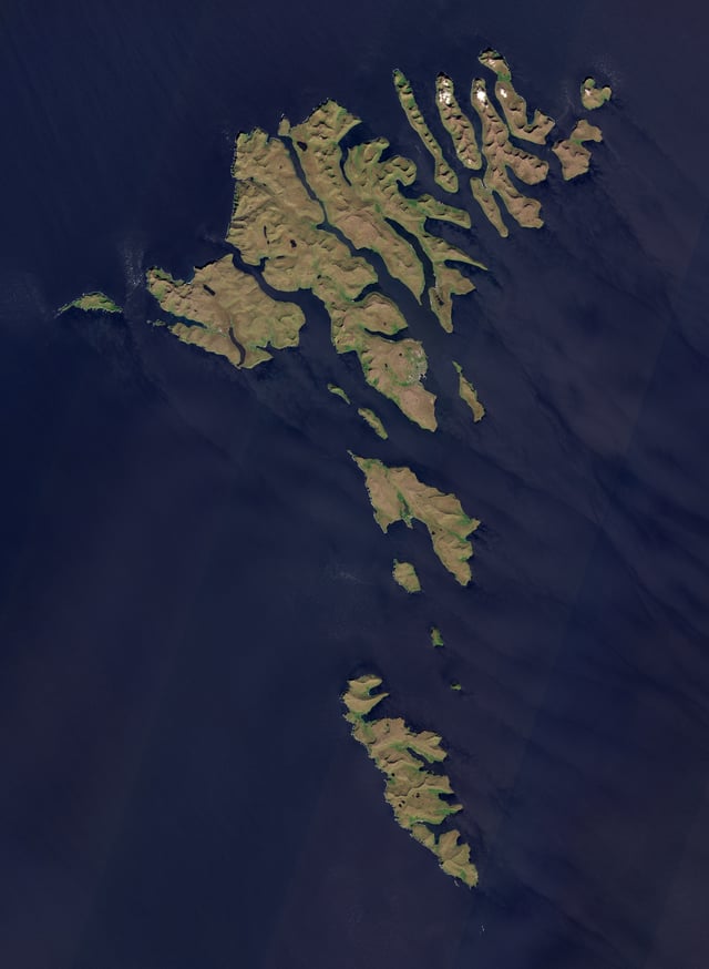 Satellite image of the Faroe Islands