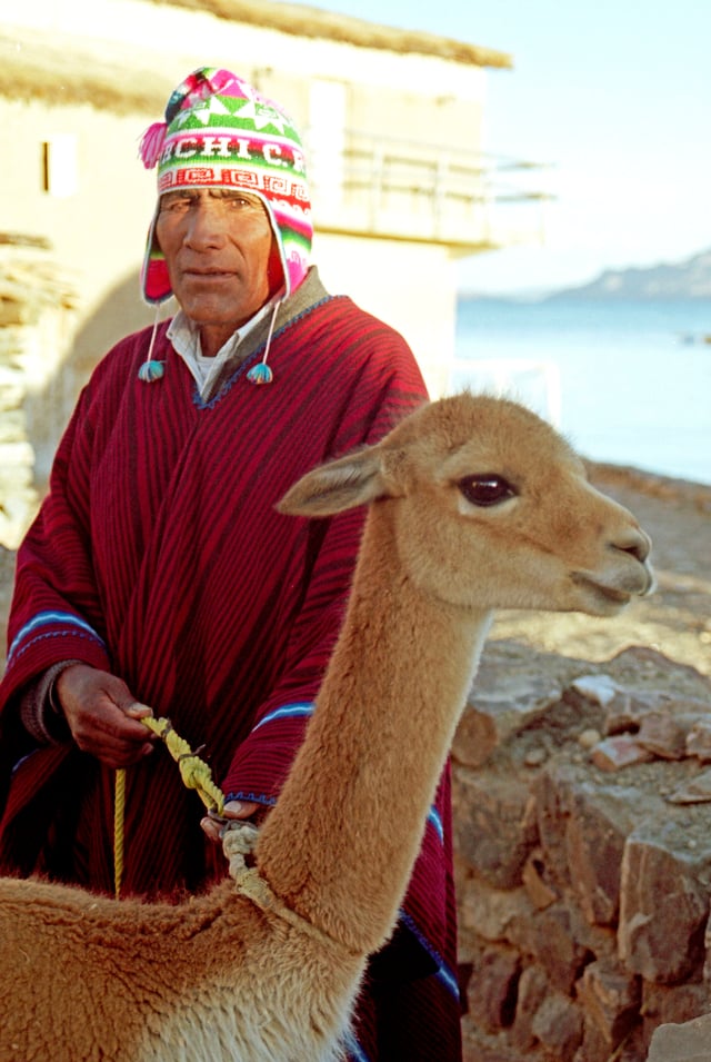 Aymara man, near Lake Titicaca, Bolivia