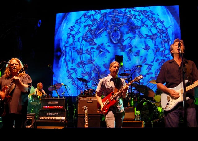 Clapton (right) performing with the Allman Brothers Band at the Beacon Theatre, New York City in March 2009