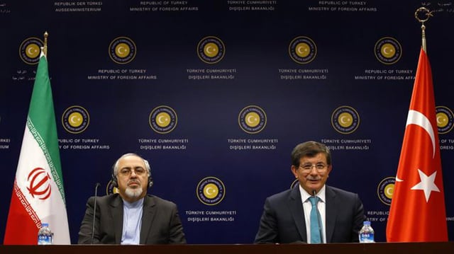 Davutoğlu with Iranian Foreign Minister Mohammad Javad Zarif in Ankara