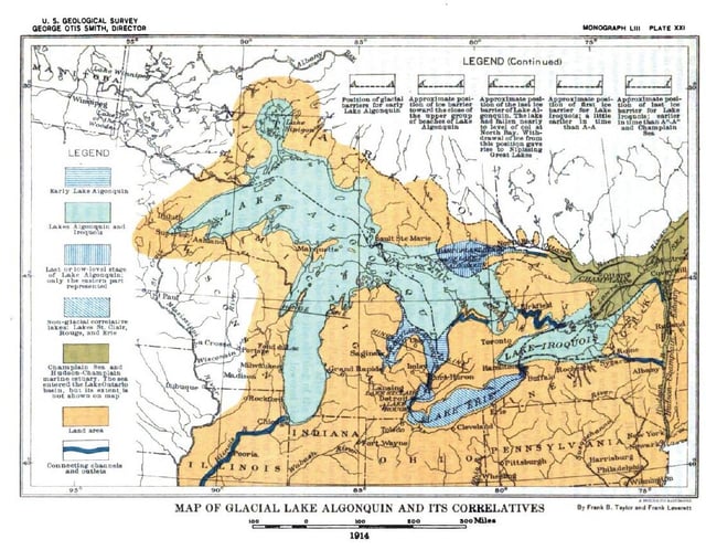 Map of Glacial Lake Algonquin and its Correlatives (USGS 1915)