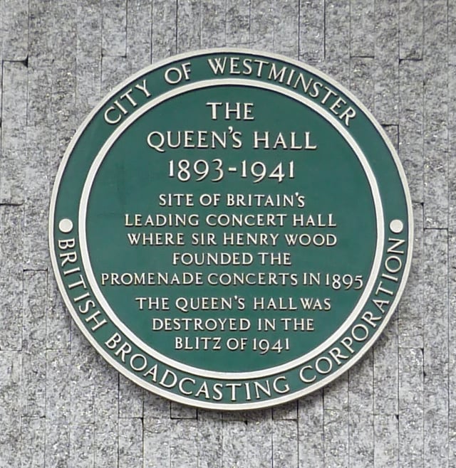 The Queen's Hall green plaque