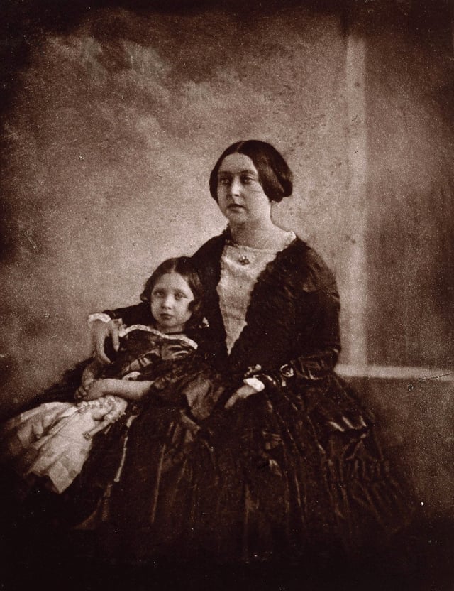 Earliest known photograph of Victoria, here with her eldest daughter, c. 1845