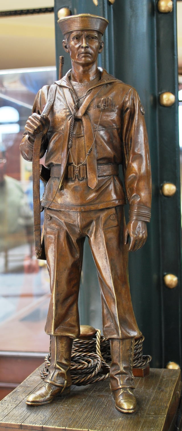 Statue of a Mexican Navy sailor at the Naval History Museum.