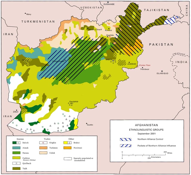 아프가니스탄의 민족언어학 집단분포도