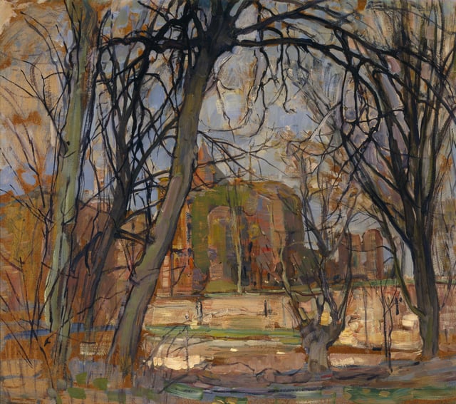 Spring Sun (Lentezon): Castle Ruin: Brederode, c. late 1909 – early 1910, oil on masonite, 62 × 72 cm, Dallas Museum of Art