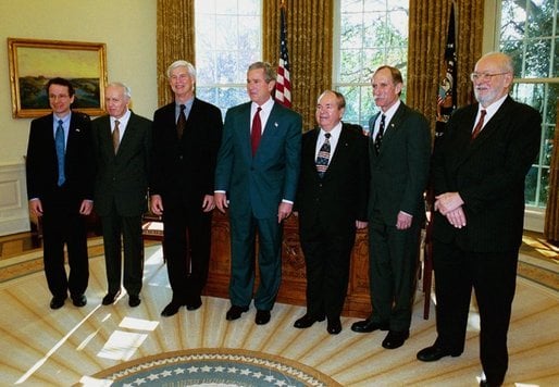 Case Western's 2003 Nobel Prize winners - Paul C. Lauterbur and Peter Agre (1st and 2nd from right) with President George Walker Bush