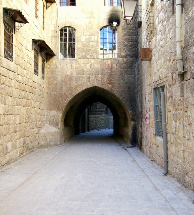 Qalayet al-Mawarina alley at the Christian quarter in Jdeydeh, dating back to the early 17th century