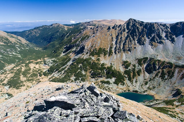 View toward Rila, the highest mountain in the Balkans which reaches 2925 m