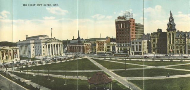 The historic New Haven Green, ca. 1919