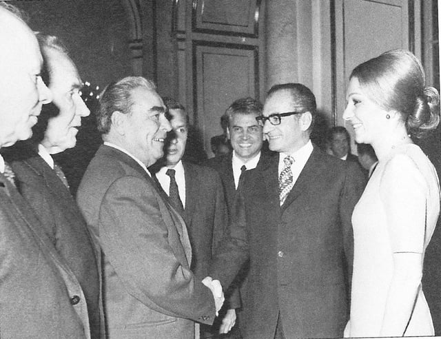The Pahlavis meeting with general secretary Leonid Brezhnev in Moscow, 1970