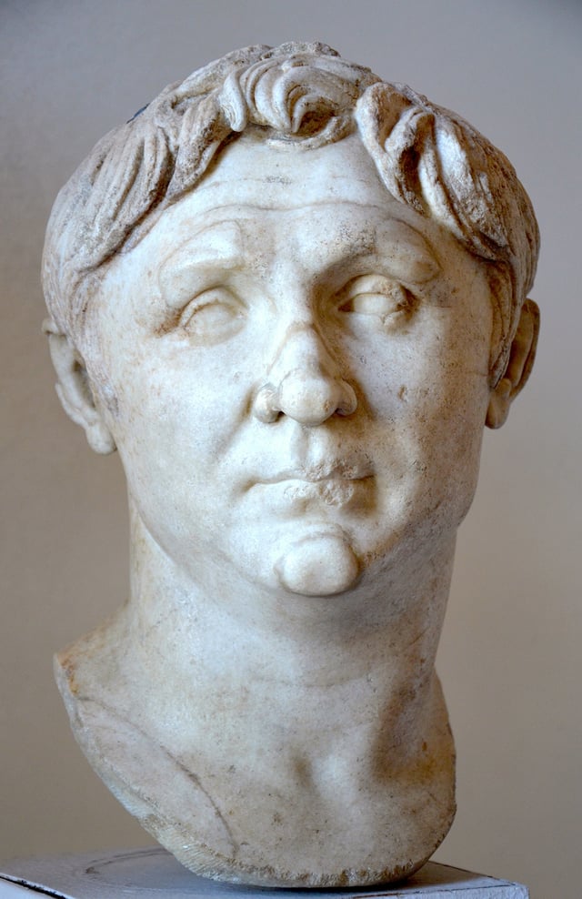 A Roman bust of Pompey the Great made during the reign of Augustus (27 BC – 14 AD), a copy of an original bust from 70–60 BC, Venice National Archaeological Museum, Italy