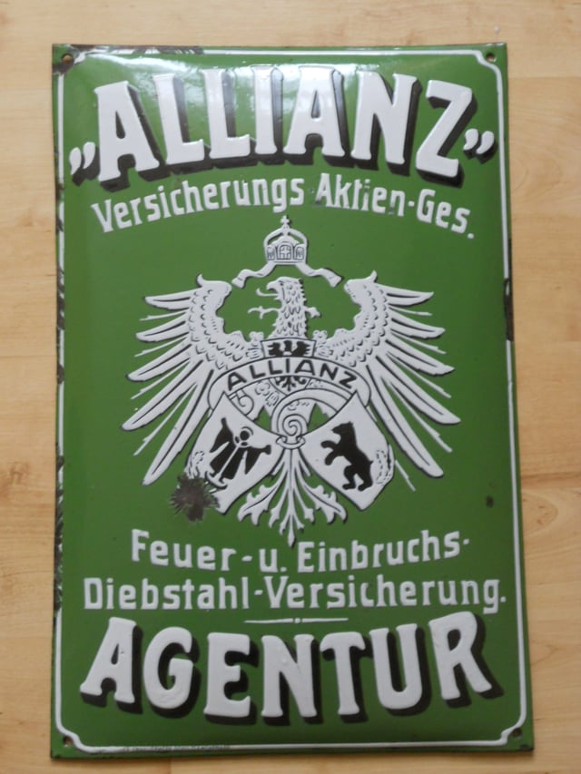 An early Allianz agent's plaque