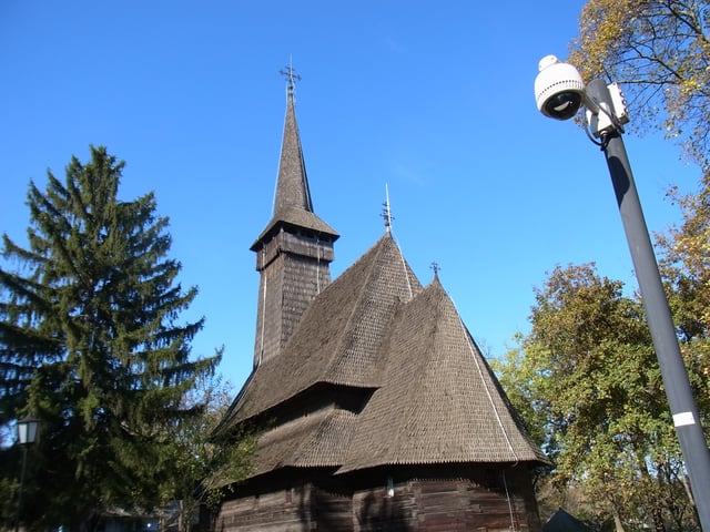 Traditional Romanian wooden church at Village Museum