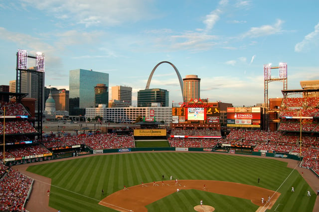 The St. Louis Cardinals playing at Busch Stadium