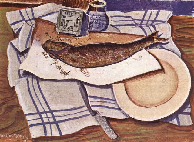 Gyula Derkovits, still-life with fish (1928)