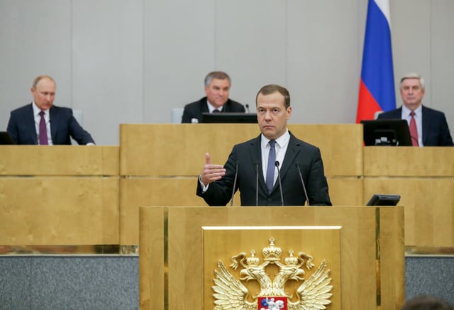 Medvedev at his confirmation hearing in the State Duma on May 8, 2018