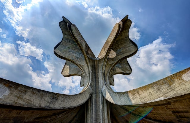 Stone Flower, a monument dedicated to the victims of Jasenovac death camp, which was part of the Genocide of Serbs committed by Ustashe