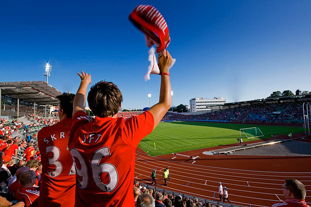 Bislett Stadium during a friendly between Lyn Oslo and Liverpool F.C.