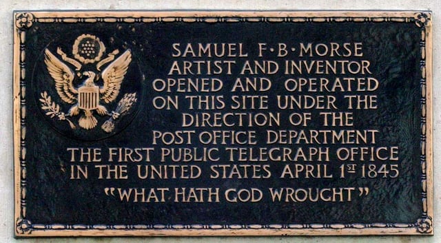 Plaque at the first telegraph office