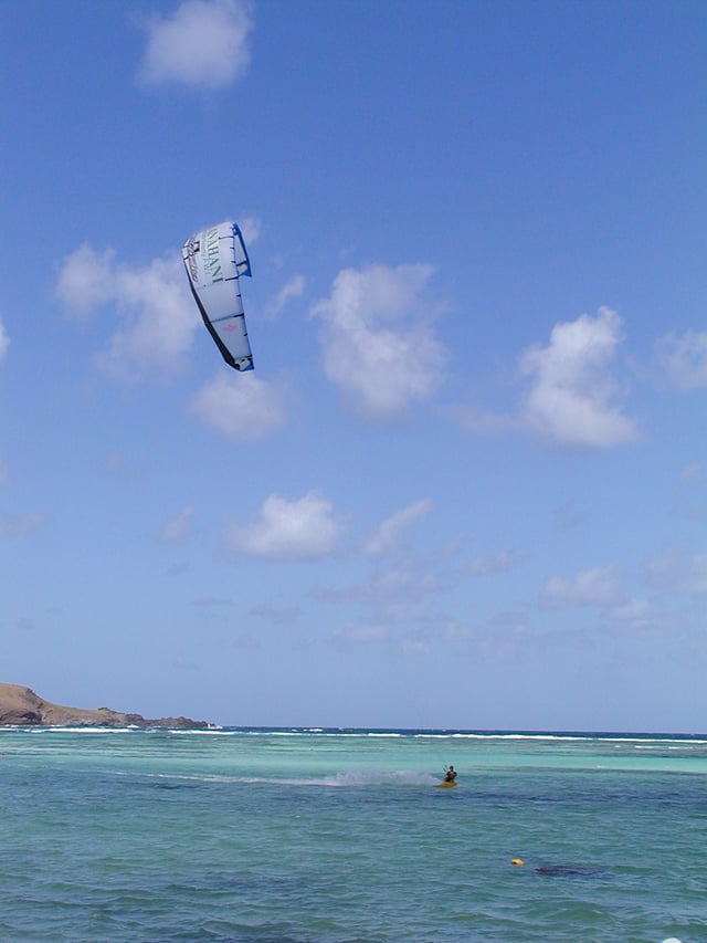 Kitesurfing at Baie de Saint-Jean