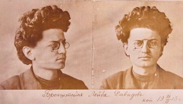 Police mugshots of Trotsky in 1905 after Soviet members were arrested during a meeting in Free Economic Society building