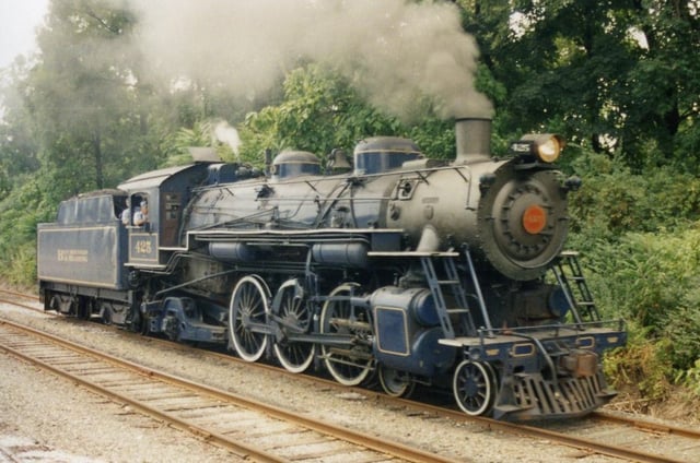 Reading and Northern Railroad number 425 being readied in Pennsylvania, US, for the daily tourist train in 1993.
