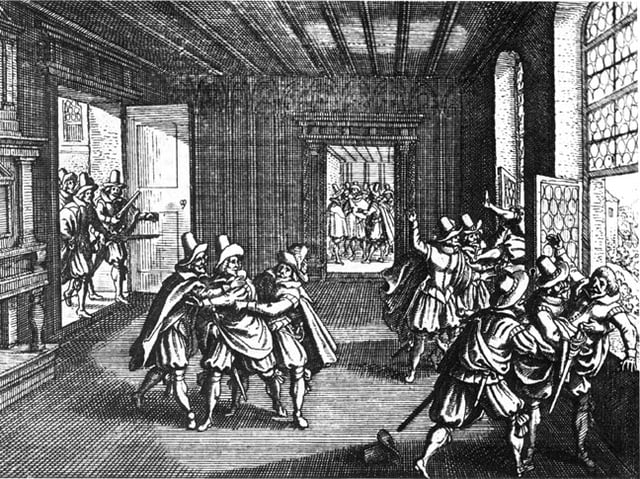 The 1618 Defenestration of Prague marked the beginning of the Bohemian Revolt against the Habsburgs and therefore the first phase of the Thirty Years' War.
