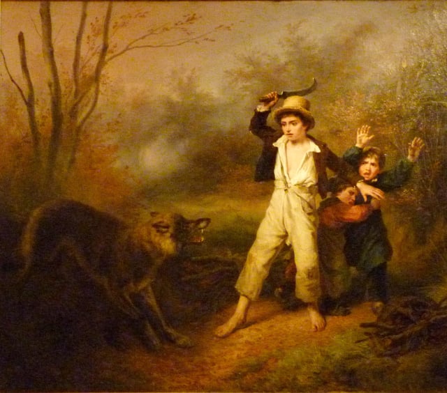 Small farmers surprised by a wolf (1833) by François Grenier de Saint-Martin