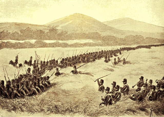 The Dutch 7th Battalion advancing in Bali in 1846.
