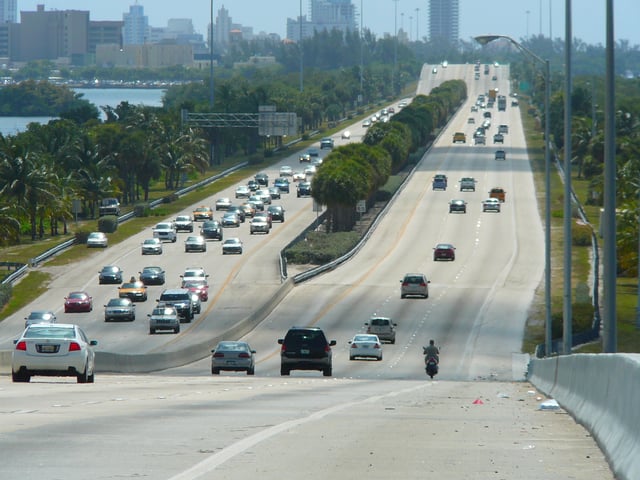Julia Tuttle Causeway connects Miami and Miami Beach