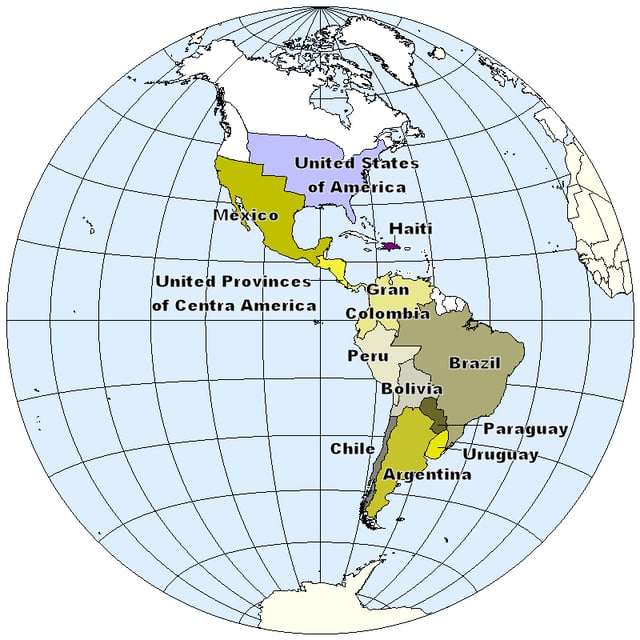 Independent republics in the Americas, c. 1830.
