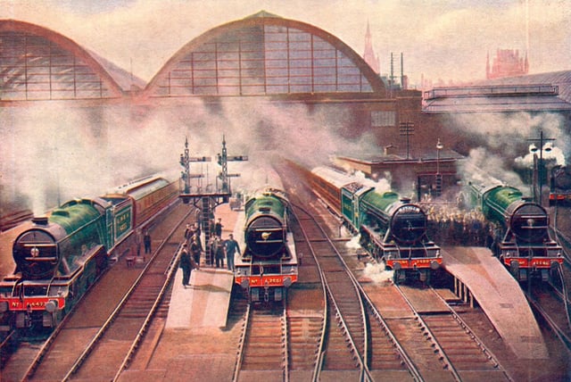 Steam trains at King's Cross in 1928