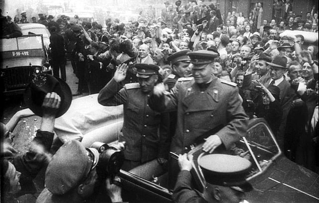 Ivan Konev at the liberation of Prague by the Red Army in May 1945