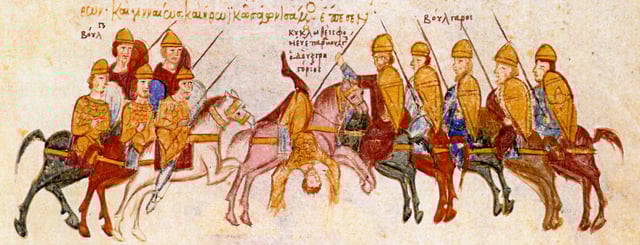 Bulgarian army conquering Edessa and killing its governor