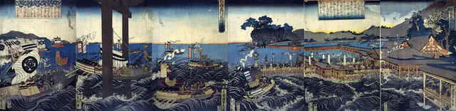 Scroll depicting the invasion by Mōri forces (c. 1855)