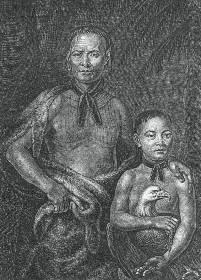 Yamacraw leader Tomochichi and nephew in 1733