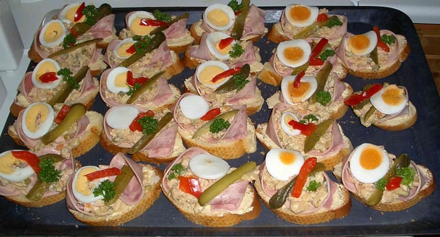 Obložené chlebíčky, a type of snack or appetizer