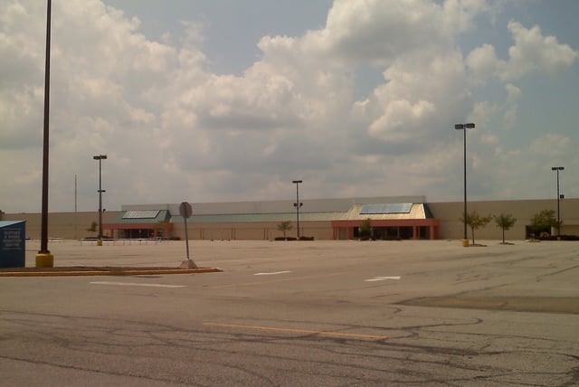 The exterior of the first Super Kmart Center store in Medina, Ohio, as it appears after its closure in 2012