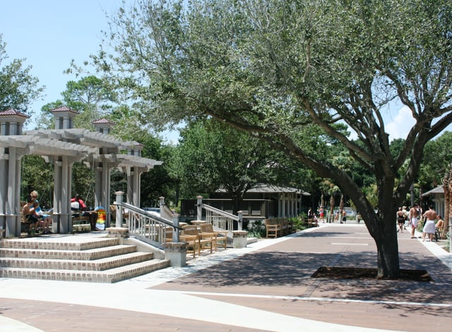 Coligny Circle Plaza.  The plaza provides public beach access to island visitors.