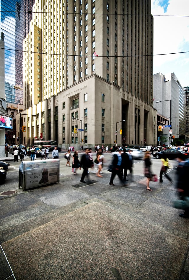 The intersection of Bay Street and King Street is considered the heart of Canada's economy