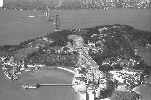 The Bay Bridge, under construction in 1935, took forty months to complete.