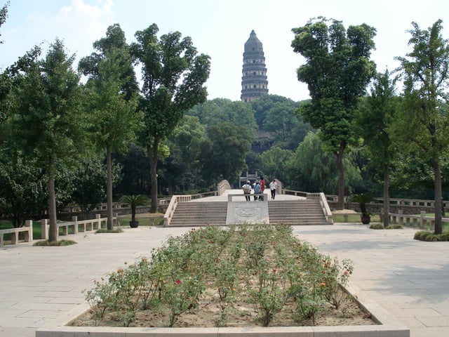 The Huqiu Tower of Tiger Hill, Suzhou, built in 961.