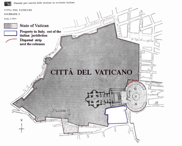 Territory of Vatican City State according to the Lateran Treaty.